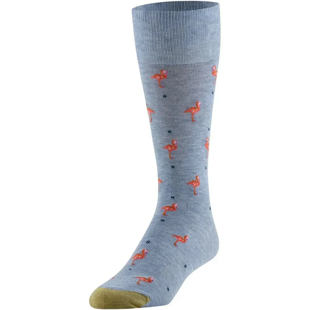 3-Pack GoldToe Edition Men's Flamingos Tan Crew Socks Assorted - Size 6-12.5